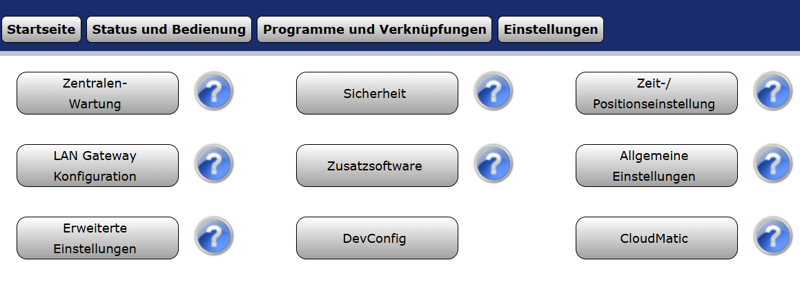 CCU-WebUI Einstellungen mit Zusatzsoftware